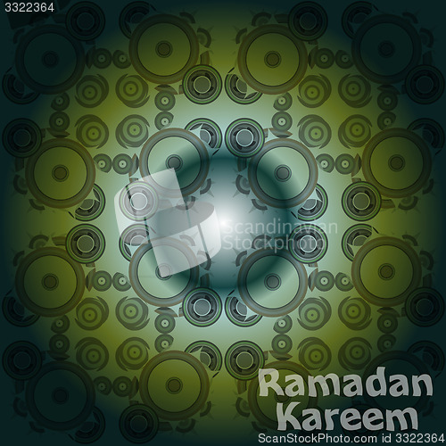 Image of Arabic Islamic calligraphy of text Ramadan Kareem on abstract background