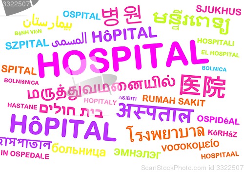 Image of hospital multilanguage wordcloud background concept