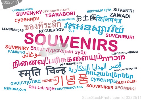 Image of souvenirs multilanguage wordcloud background concept