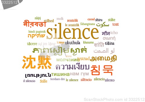 Image of silence multilanguage wordcloud background concept