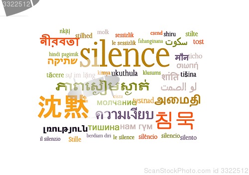 Image of silence multilanguage wordcloud background concept