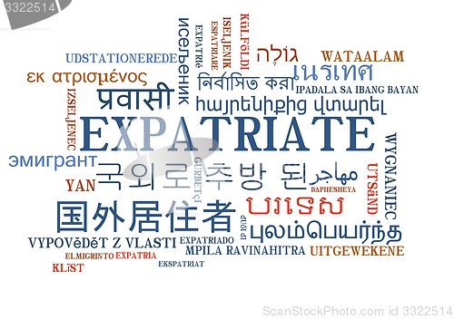 Image of expatriate multilanguage wordcloud background concept