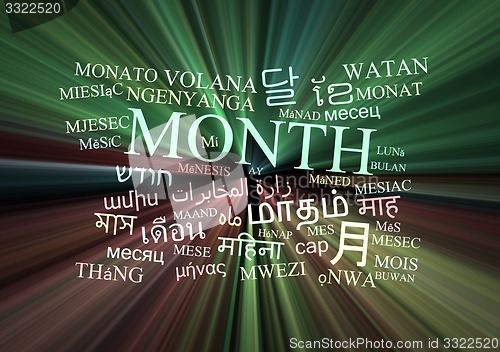 Image of Month multilanguage wordcloud background concept glowing