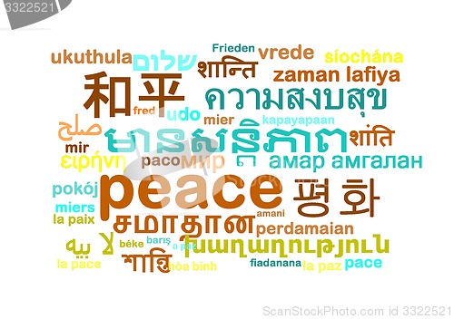 Image of peace multilanguage wordcloud background concept