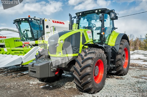 Image of Tractor on agricultural machinery exhibition