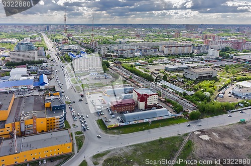 Image of Bird eye view on Permyakova street. Tyumen. Russia