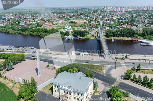 Image of Historical center and Lovers Bridge.Tyumen.Russia