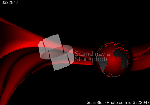 Image of Dark red technology background with waves