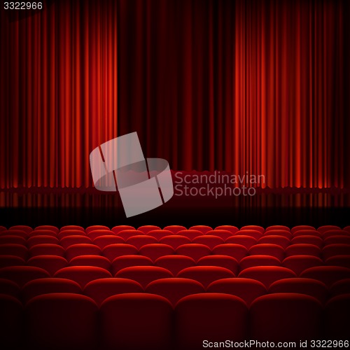 Image of Open theater red curtains. EPS 10