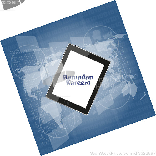 Image of tablet pc with ramadan kareem word on it