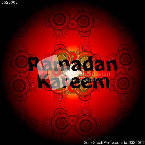 Image of Arabic Islamic calligraphy of text Ramadan Kareem on abstract background
