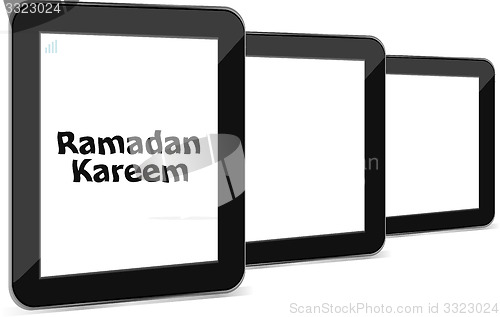 Image of tablet pc with ramadan kareem word on it