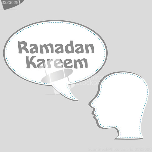 Image of man head with speech bubbles with Ramadan Kareem word on it