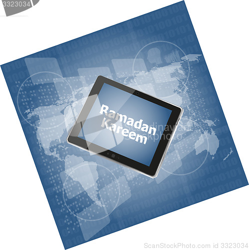 Image of tablet pc with ramadan kareem word on it