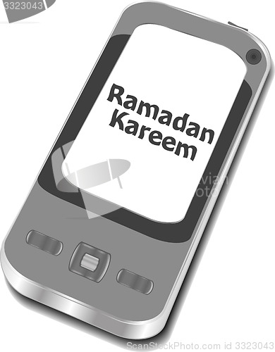 Image of smart phone with ramadan kareem word on it