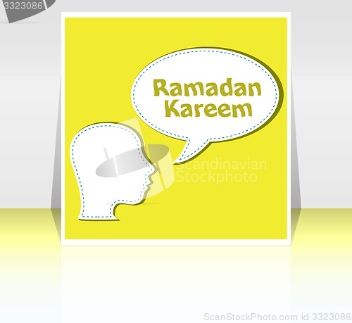 Image of man head with speech bubbles with Ramadan Kareem word on it