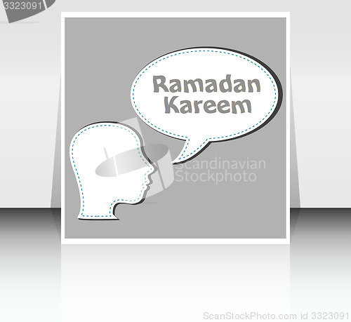 Image of man head with speech bubbles with Ramadan Kareem word on it