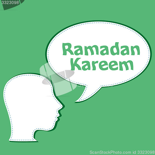 Image of man head with speech bubbles with Ramadan Kareem word on it