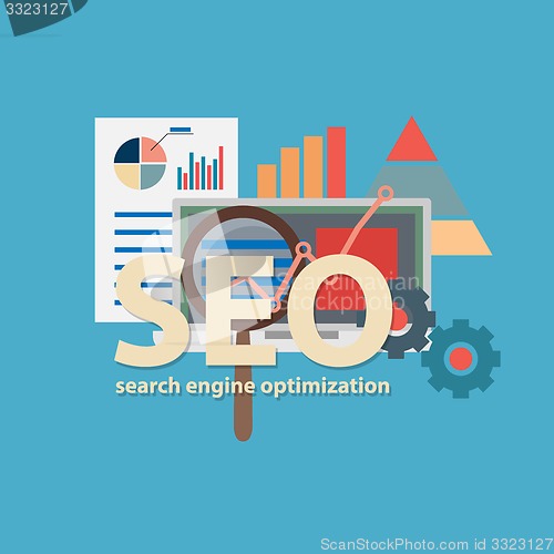 Image of Search engine flat illustration with magnifying glass. Eps10