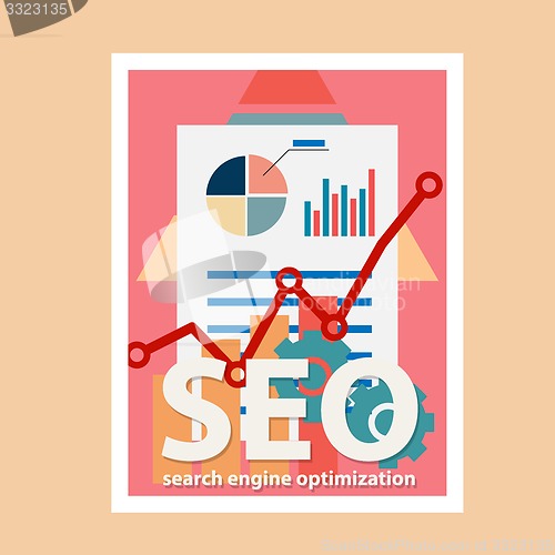 Image of Search engine flat illustration with magnifying glass. Eps10