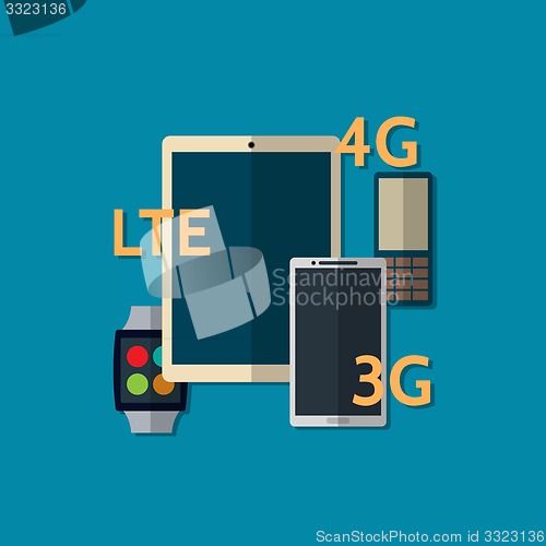 Image of Vector illustration of gadget icons. Flat style.