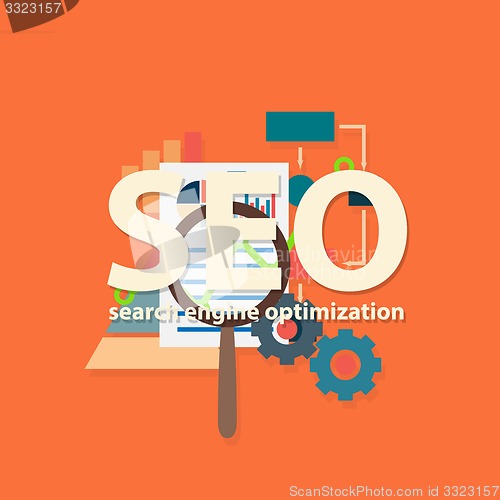 Image of Search engine flat illustration with magnifying glass. Eps10
