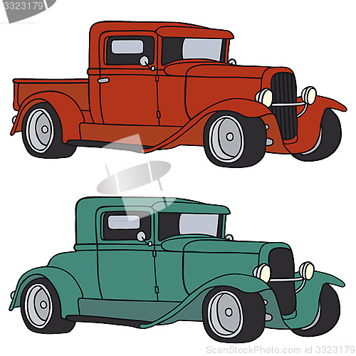 Image of Red and green hot-rods