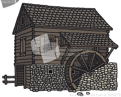 Image of Old wooden watermill
