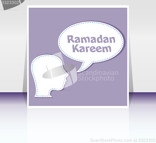 Image of man head with speech bubbles with Ramadan Kareem word on it