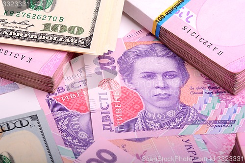 Image of ukrainian money hryvnia financial background