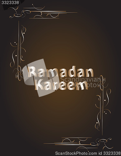 Image of Ramadan Kareem gold lettering star new moon, mockup Islamic greeting card