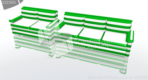 Image of green and white sofas