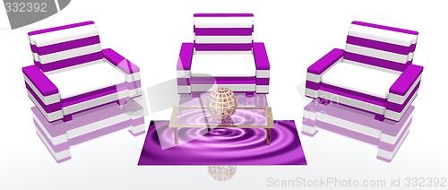 Image of the white and purple lounge