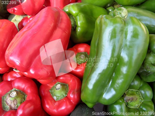 Image of red and green peppers