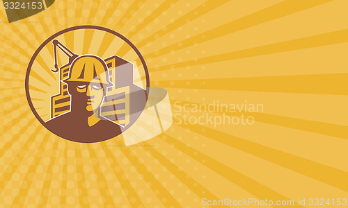 Image of Business card Construction Worker Building Crane Retro