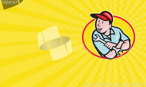 Image of Business card Mechanic Arms Crossed Spanner Retro