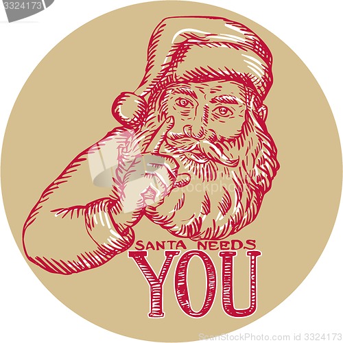 Image of Santa Claus Needs You Pointing Etching