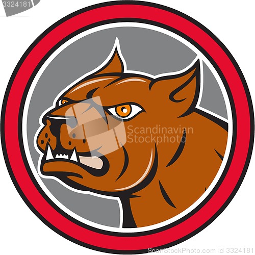 Image of Pitbull Dog Mongrel Head Circle Side Cartoon