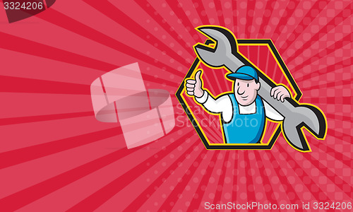 Image of Business card Mechanic With Spanner Thumbs Up