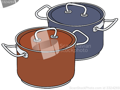 Image of Red and blue pots