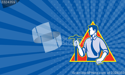 Image of Business card Architect Holding T-Square Side Retro