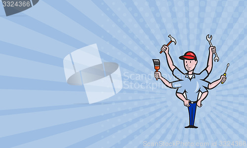 Image of Business card Tradesman Carpenter Mechanic Plumber Cartoon