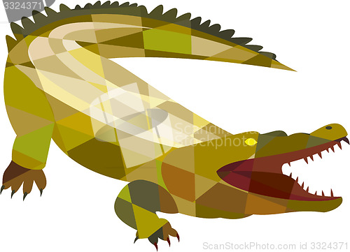 Image of Alligator Crocodile Gaping Mouth Low Polygon