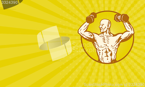 Image of Business card male human anatomy body builder flexing muscle
