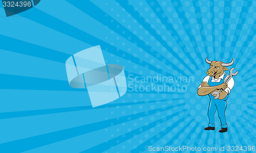 Image of Business card Bull Mechanic Spanner Standing Cartoon