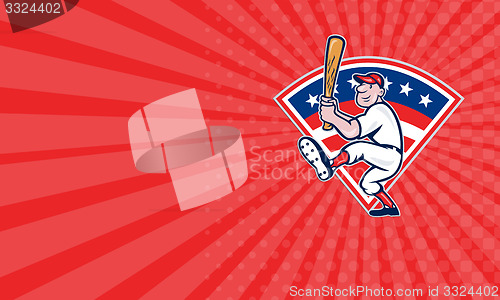 Image of Business card American Baseball Player Batting Cartoon