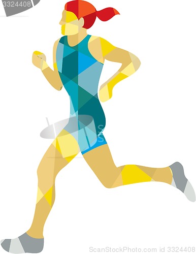 Image of Female Triathlete Marathon Runner Low Polygon