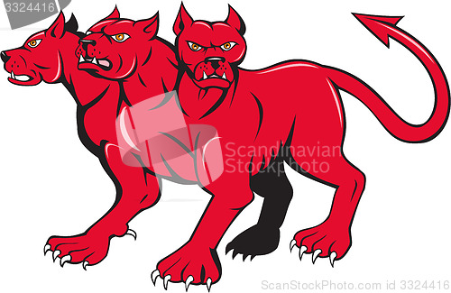 Image of Cerberus Multi-headed Dog Hellhound Cartoon