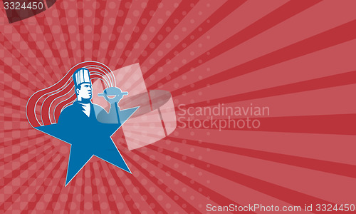 Image of Business card Chef Cook Baker Serving Hot Food Stars Stripes