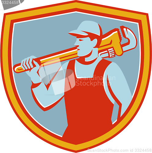 Image of Plumber Monkey Wrench Shoulder Shield Retro